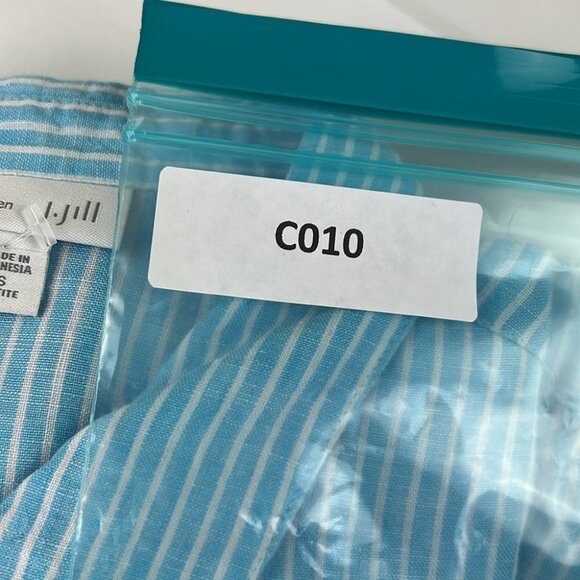 J. Jill Petite Love Linen Blue White  Oversized Pinstripe - Picture 10 of 10